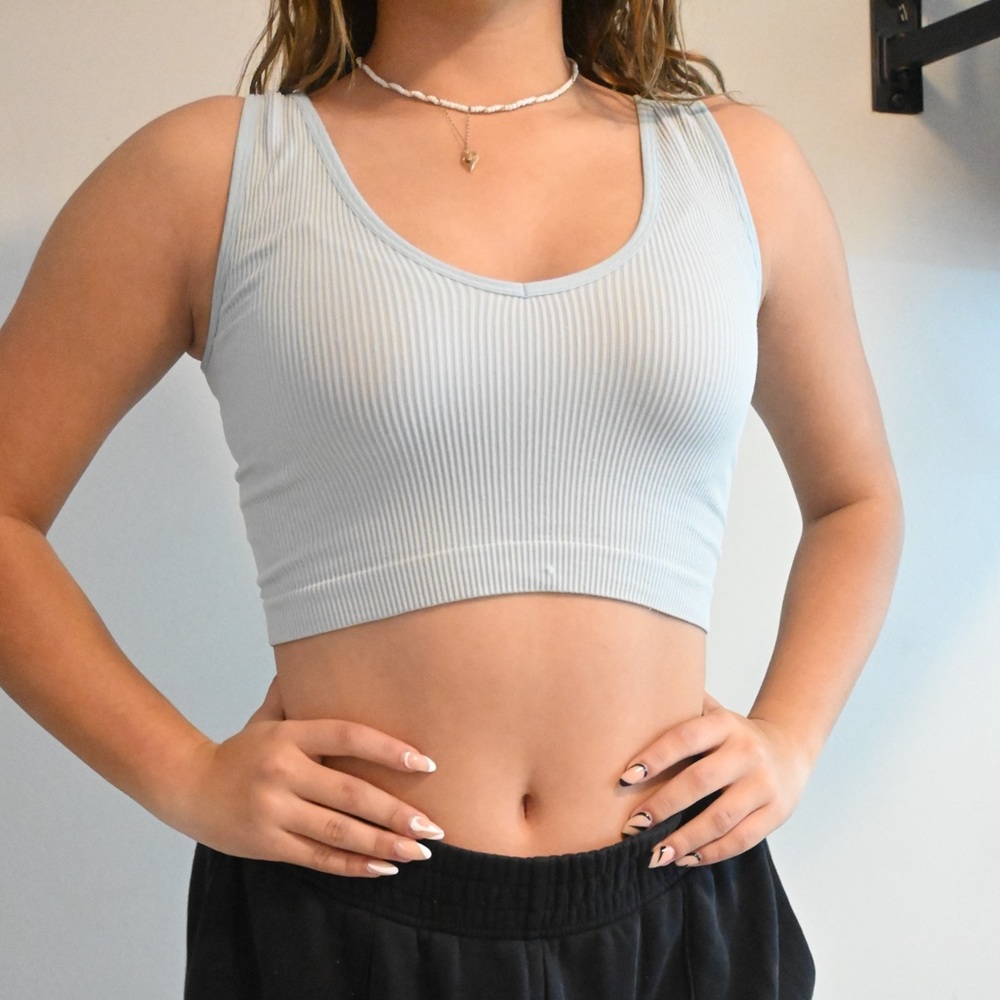 Cropped Blue Tank Top